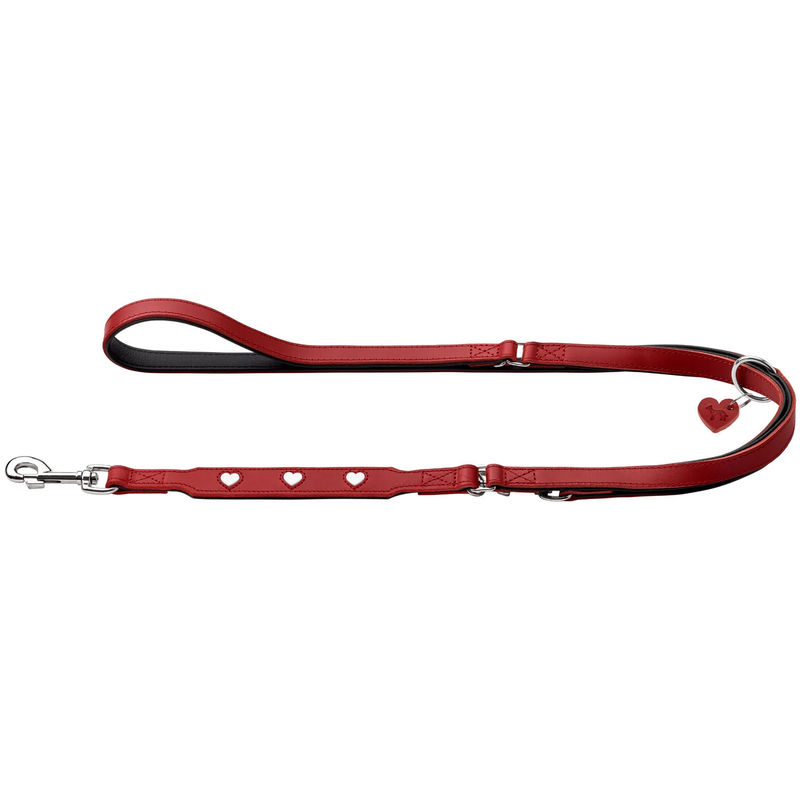Verstellbare Führleine Love - Farbe:rot/schwarz - Größe:13/200